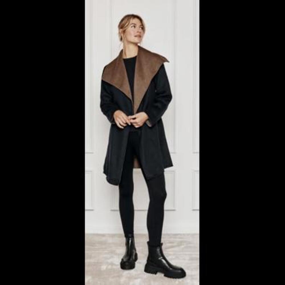 Summersalt The Warmest Wool Wrap Coat- Sea Urchin & Chocolate, Size S